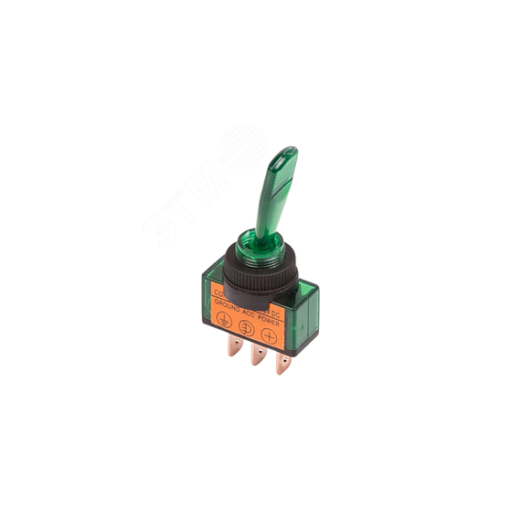 Тумблер 12V 20А (3c) ON-OFF однополюсный с зеленой подсветкой REXANT 36-4373