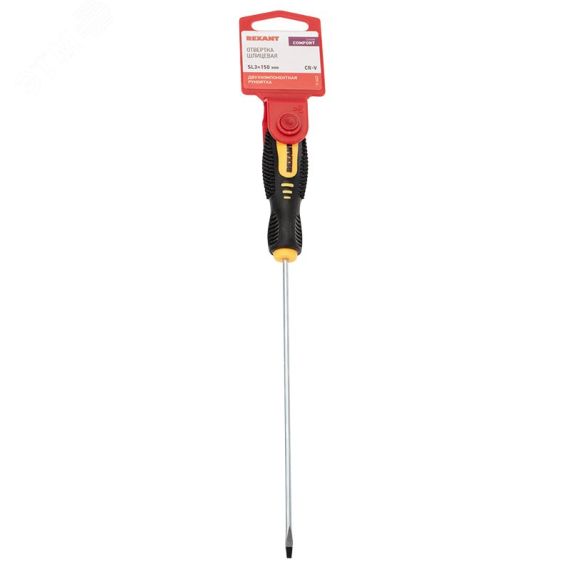 Отвертка шлицевая SL3х150 мм, двухкомпонентная рукоятка REXANT 12-6422
