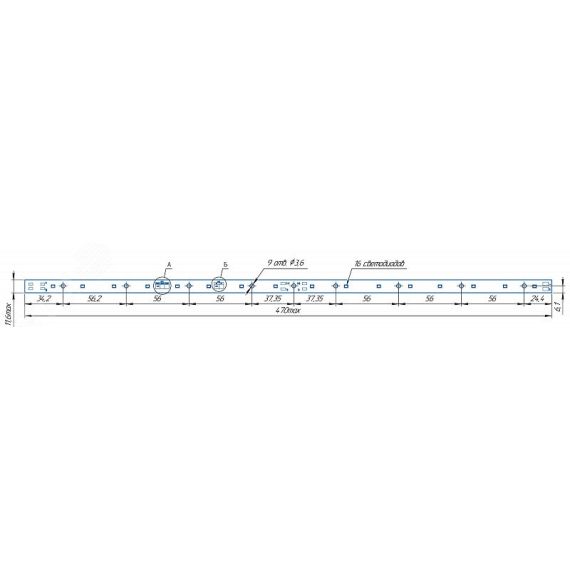 Модуль светодиодный LINE 470x11.6 AL1 2x8 Lumileds 2835 CRI80 5000K Аргос-Электрон MOD4702850