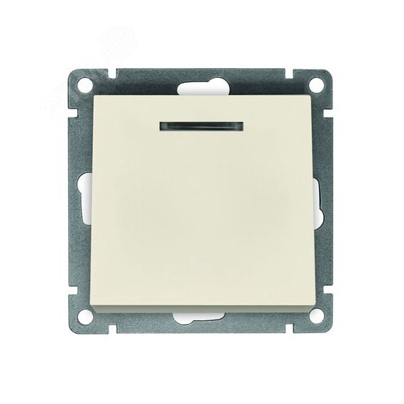 Выключатель одноклавишный с подсветкой серия Афина , с/у, 10А, 220В, слоновая кость (ivory) (еврослот) Универсал A0121-I