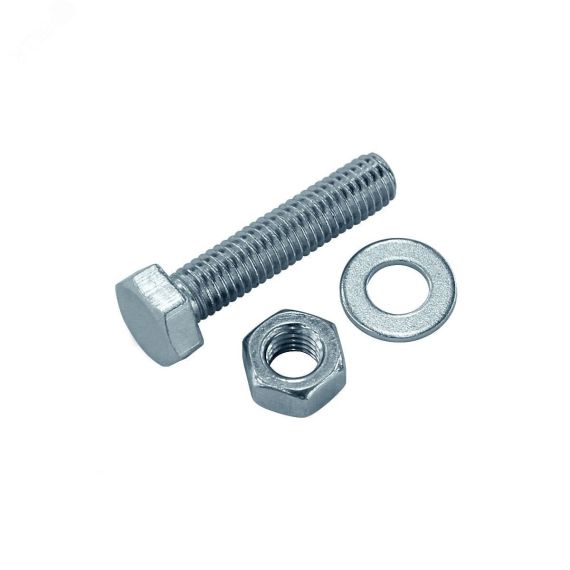 Болт DIN933 с шестигранной головкой оцинк. М12х50 + гайка + шайба (2 шт) Tech-Krep 136923