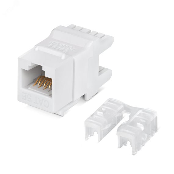 Вставка Keystone Jack RJ-45(8P8C), 180 градусов, категория 5e, Dual IDC (110&Krone type), белая Cabeus KJ-RJ45-Cat.5e-180