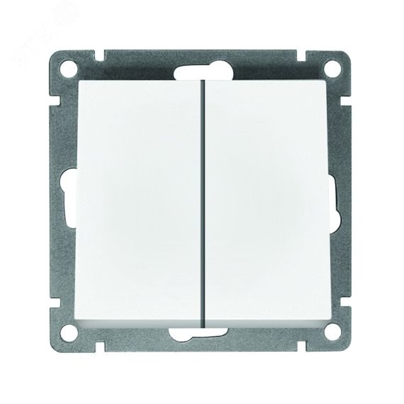 Выключатель двухклавишный серия Афина , с/у, 10А, 220В, белый (еврослот) Универсал A0023