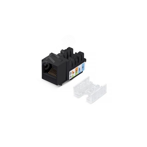 Вставка Keystone Jack RJ-45, категория 5e, заделка тип 110, черная, со стяжкой Cabeus KJ-RJ45-Cat.5e-90-SW-BK