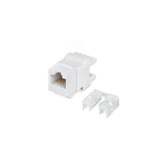 Вставка Keystone Jack RJ-45(8P8C), 180 градусов, категория 5e, Dual IDC (110&Krone type), белая Cabeus KJ-RJ45-Cat.5e-180