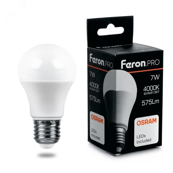 Лампа светодиодная LED 7вт Е27 белый Feron.PRO FERON LB-1007