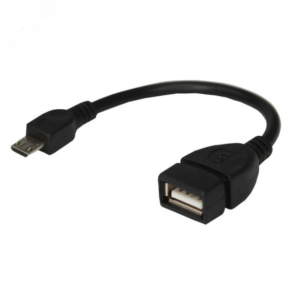 Кабель USB OTG micro USB на USB Кабель 0.15 м черный, 18-1182, REXANT 18-1182