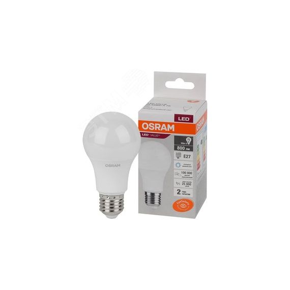 Лампа светодиодная LED 10 Вт E27 6500К 800Лм груша 220 В (замена 75Вт) OSRAM LEDVANCE 4058075578913