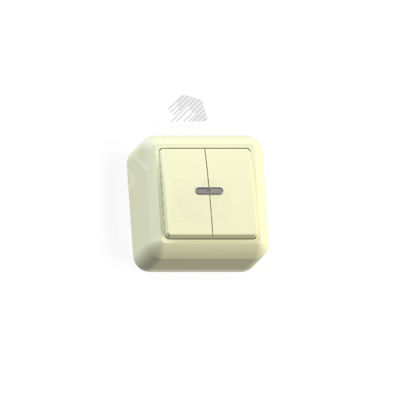 ОПТИМА Выключатель открытой установки двухклавишный со светоиндикацией, 10А А510-387, слоновая кость Кунцево 8034