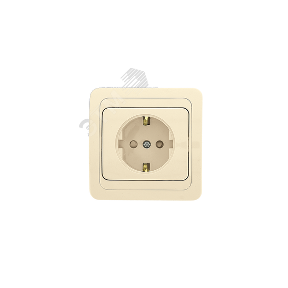 Розетка Лондон одноместная с заземлением 16А бежевая с защитными шторками EKF EER16-028-200
