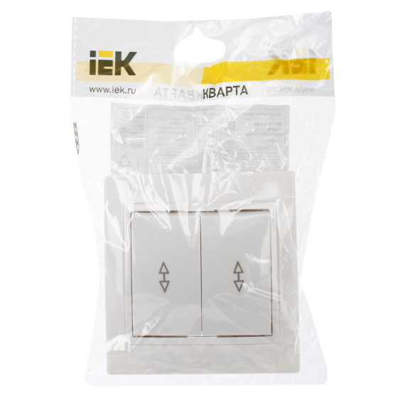 KVARTA Выключатель 2-клавишный проходной 10А ВСп10-2-0-КБ белый IEK