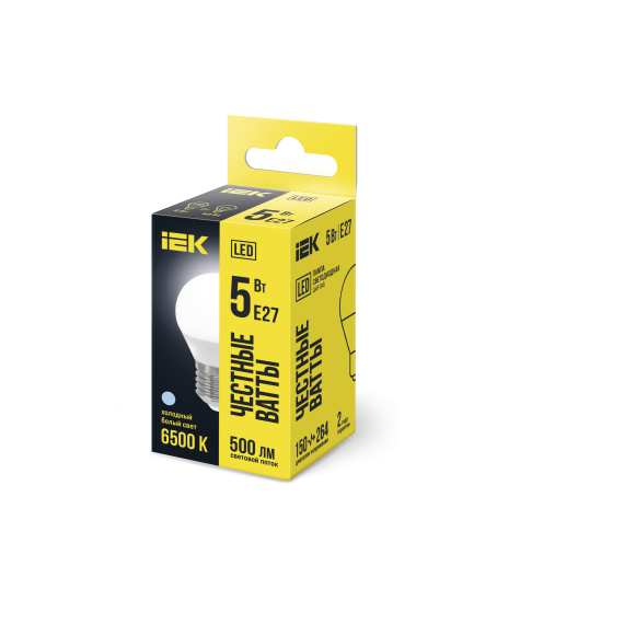 Лампа светодиодная G45 шар 5Вт 230В 6500К E27 IEK