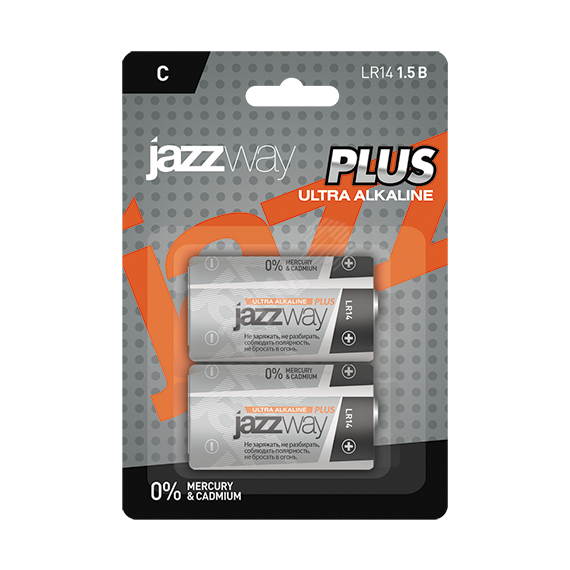 Элемент питания LR14 Ultra PLUS блистер, 2 шт. JazzWay 5005105