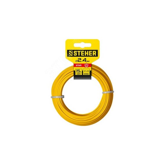 Леска для триммера звезда, 2.4 мм, 15 м STEHER 75010-2.4