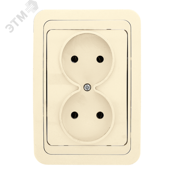Лондон Розетка двойная без заземления 10А бежевая EKF EER10-102-20