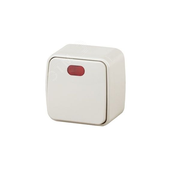 Выключатель Intro Polo 3-102-02 одноклавишный с подсветкой, 10A-250В, IP20, ОУ, сл.кость ЭРА Б0053530