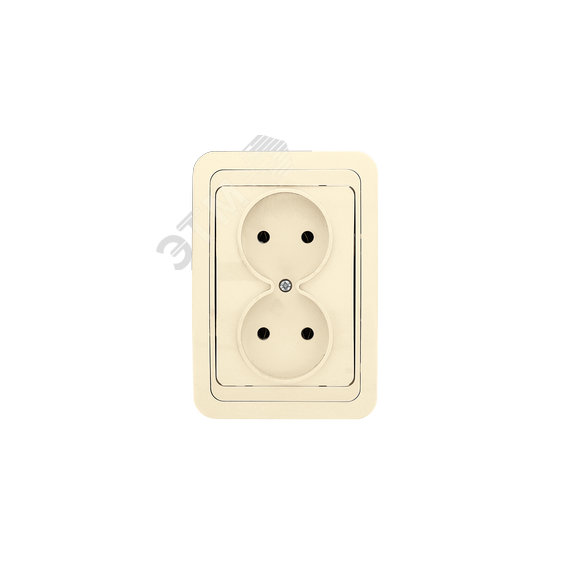 Лондон Розетка двойная без заземления 10А бежевая EKF EER10-102-20