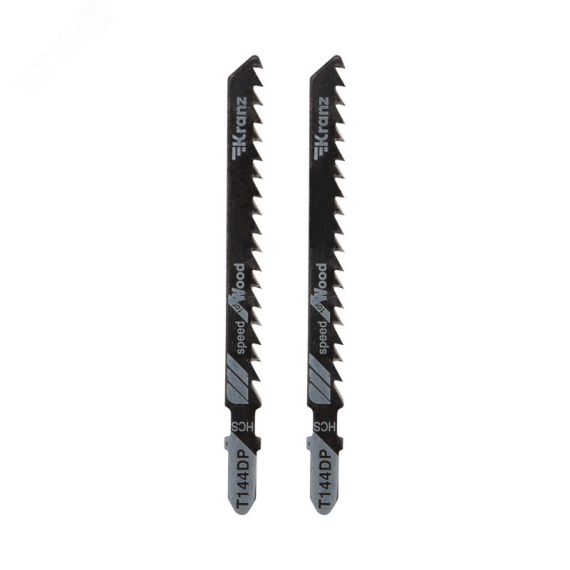 Пилка для электролобзика по дереву T144DP 100 мм 6 зубьев на дюйм 8-60 мм (упак - 2 шт.) Kranz KR-92-0317