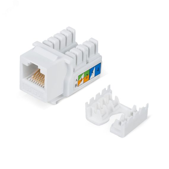 Вставка Keystone Jack RJ-45, категория 5e, заделка тип 110, белая Cabeus KJ-RJ45-Cat.5e-90