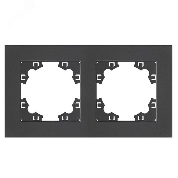 Рамка двухместная горизонтальная серия Афина графит (еврослот) Универсал A0044-Gr