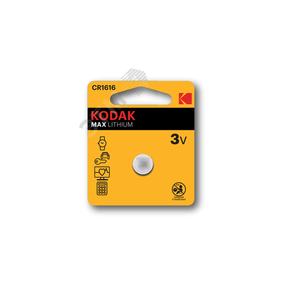 Батарейка CR1616-1BL MAX Lithium (60/240/50400) KODAK Б0029111