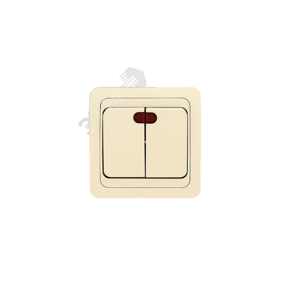 Лондон Выключатель двухклавишный с индикатором 10А бежевый EKF EEV10-123-20