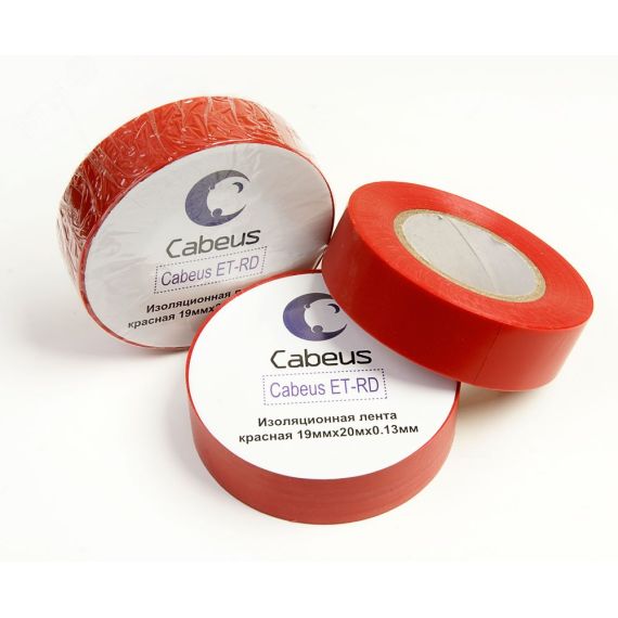 Лента изоляционная красная 19ммх20мх0.13м Cabeus ET-RD