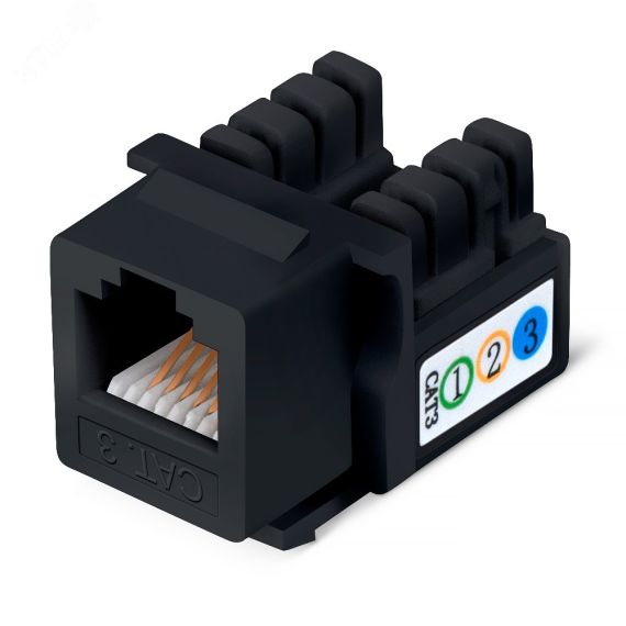 Вставка Keystone Jack, RJ-12(6P6C), угол 90 градусов, 110 IDC, черная Cabeus KJ-RJ12-90-BK