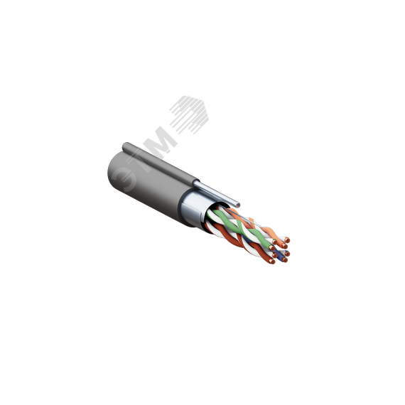 Кабель витая пара TERACOM PRO Cat.5E F/UTP 4 пары solid 24AWG с тросом сталь 1,2 мм оболочка LDPE цвет черный (катушка 305м) EKF TRP-5EFTP-04PE-BK-OTW3