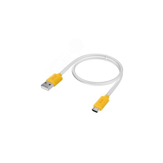 Кабель Micro USB, 0.5 м., белый-желтый, быстрая зарядка Greenconnect GCR-53220