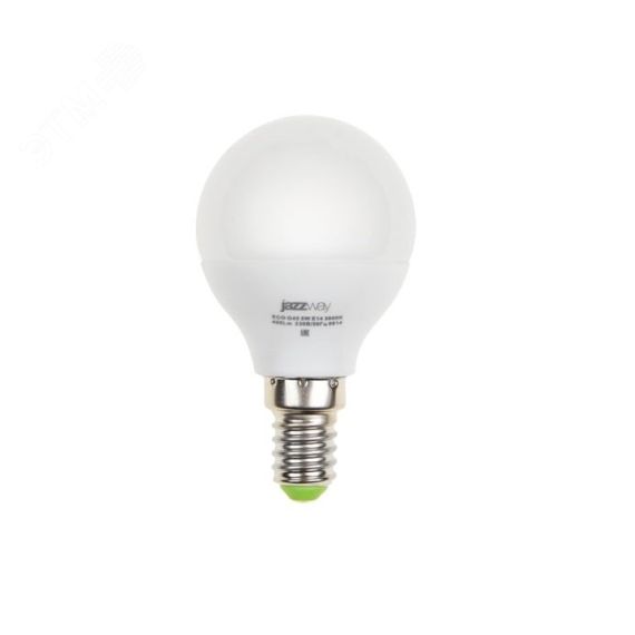 Лампа светодиодная LED 5Вт E14 400Лм белый матовая шар 230V/50Hz ECO JazzWay 1036926A