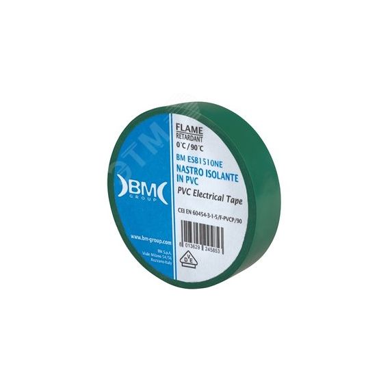 Изолента ПВХ 15  мм х 10 м, цвет зеленый BM Group BM-ESB1510VE