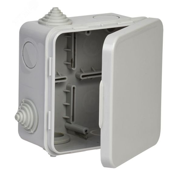 Коробка  распределительная КМ 100х100х50мм о/к IP54 4 вв. (7035) GENERICA IEK UKO31-100-100-050-K03-54G