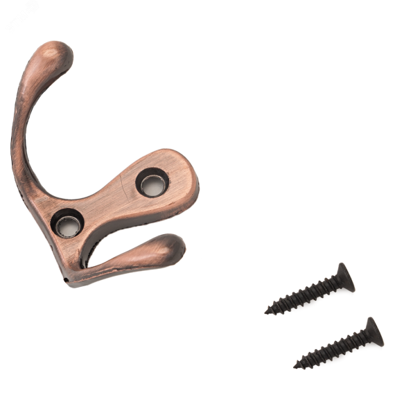 Крючок-вешалка двухрожковый, СТАНДАРТ 002 AC старая медь ПТК 10191