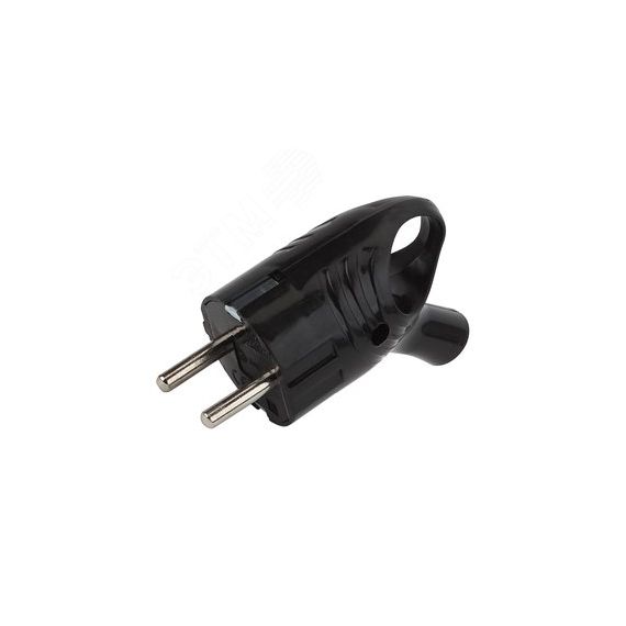 Вилка с/з угловая с кольцом 16A черная Vx4-B (24/480/5760) ЭРА Б0039677