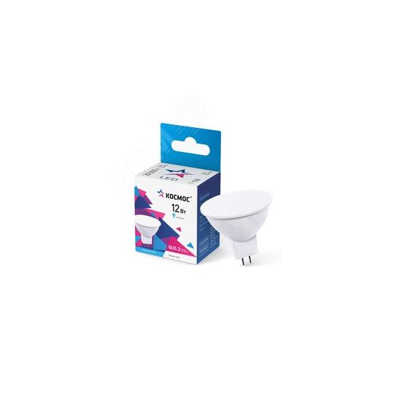 Лампа светодиодная LED 12Вт JCDR 220В GU5.3 D50х57 4500 белый 1170лм КОСМОС LkecLED12wJCDRC45