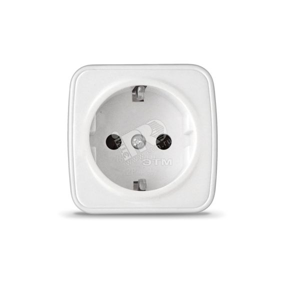 Розетка Электра с заземлением белая Универсал 0012