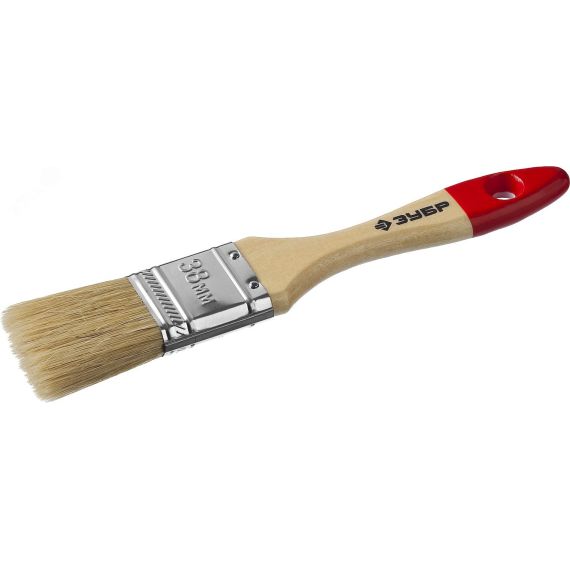 Кисть плоская ''УНИВЕРСАЛ-МАСТЕР'', натуральная щетина, деревянная ручка, 38мм ЗУБР 4-01003-038