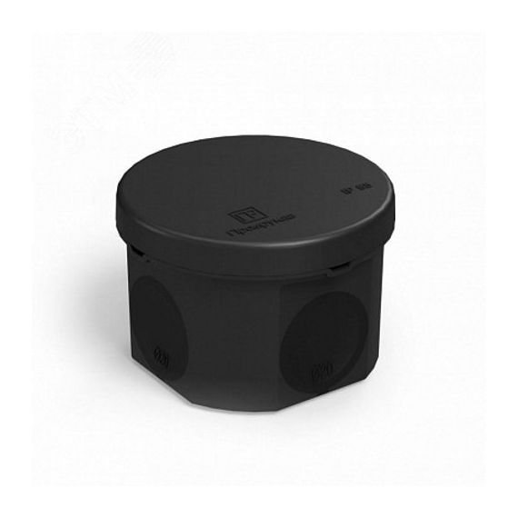 Коробка распределительная для прямого монтажа     двухкомпонентная безгалогенная (HF) черная70х50   (168шт/ кор) Промрукав 60-0110-9005