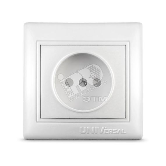 Розетка Севиль без заземления с защитной шторкой белая Универсал C0047