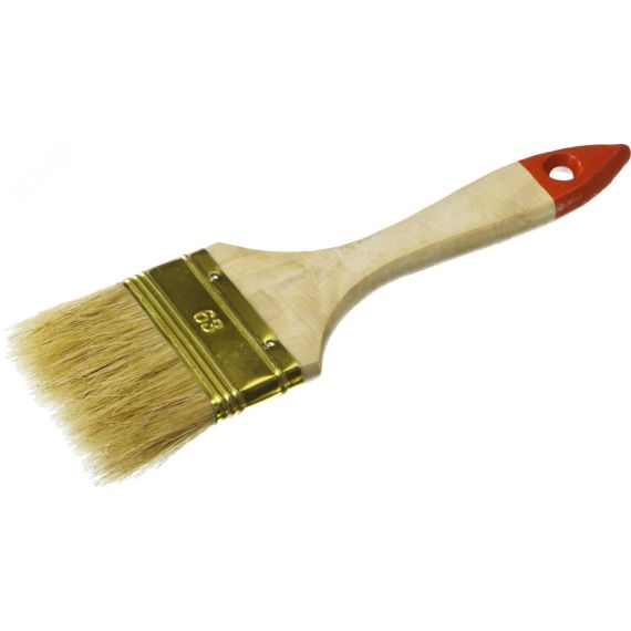 Кисть плоская ''УНИВЕРСАЛ-ОПТИМА'', светлая щетина, деревянная ручка, 63мм ЗУБР 01099-063_z01