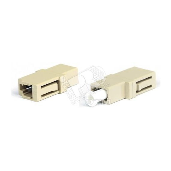 Адаптер оптический проходной LC/PC-LC/PC мм simplex корпус пластиковый бежевый белые колпачки Hyperline 242820