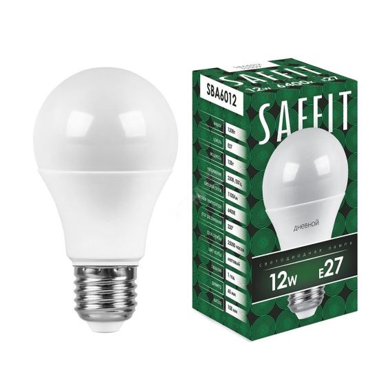 Лампа светодиодная LED 12вт Е27 дневной SAFFIT SBA6012
