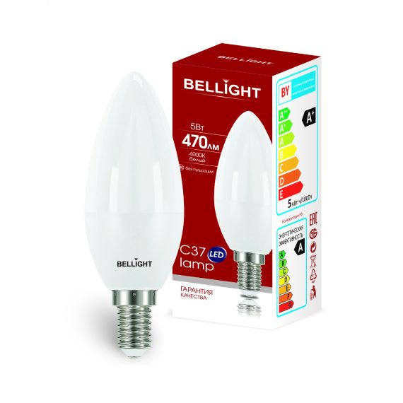 Лампа LED 5Вт 4000K 470Лм E14 Свеча BELLIGHT 88297880