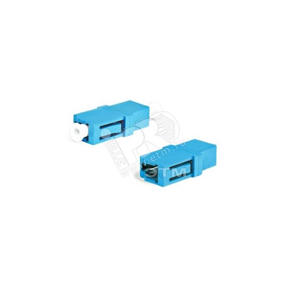 Адаптер проходной оптический LC/UPC-LC/UPC SM simplex пластиковый синий колпачки белые Hyperline 243943