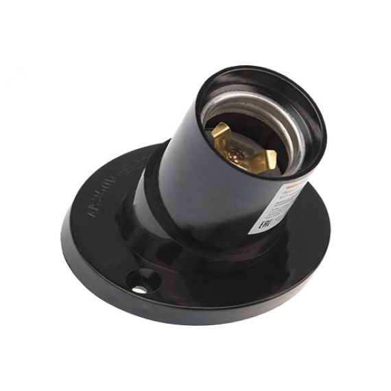 Патрон карболитовый настенный Е27 черный c этикеткой наклонный REXANT 11-8817