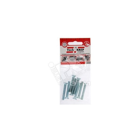 Винт DIN965 М6х40 потайная головка оцинкованный (8 шт) Tech-Krep 103003