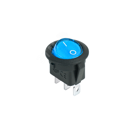 Выключатель клавишный круглый 12V 20А (3с) ON-OFF синий с подсветкой REXANT 36-2586