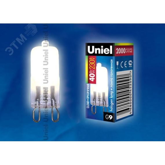 Лампа галогенная JCD-CL-40/G9 Картонная коробка Uniel 00573