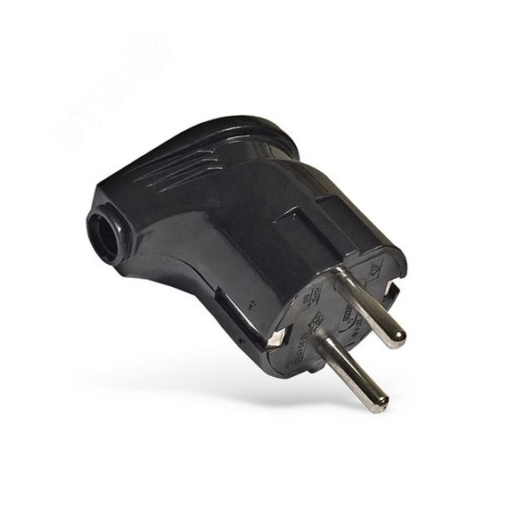 Вилка угловая с заземлением черная 16А 250В Универсал А0105